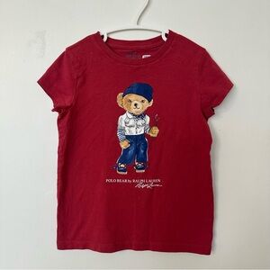 Polo Ralph Lauren Bear T Shirt Red Graphic Tee Kids Size 6 Classic Logo